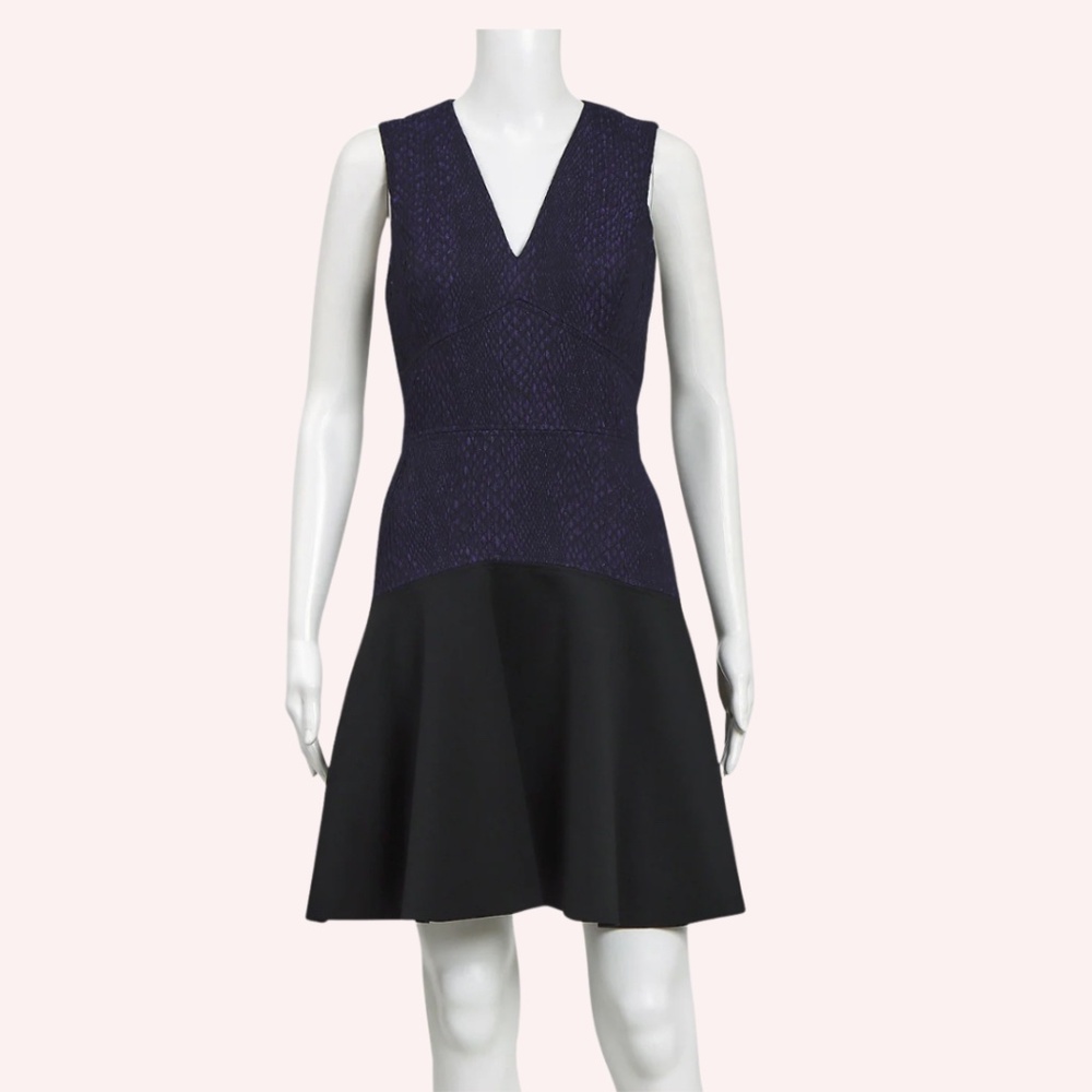 Rebecca Taylor Dress Size 8 Navy Blue with Black